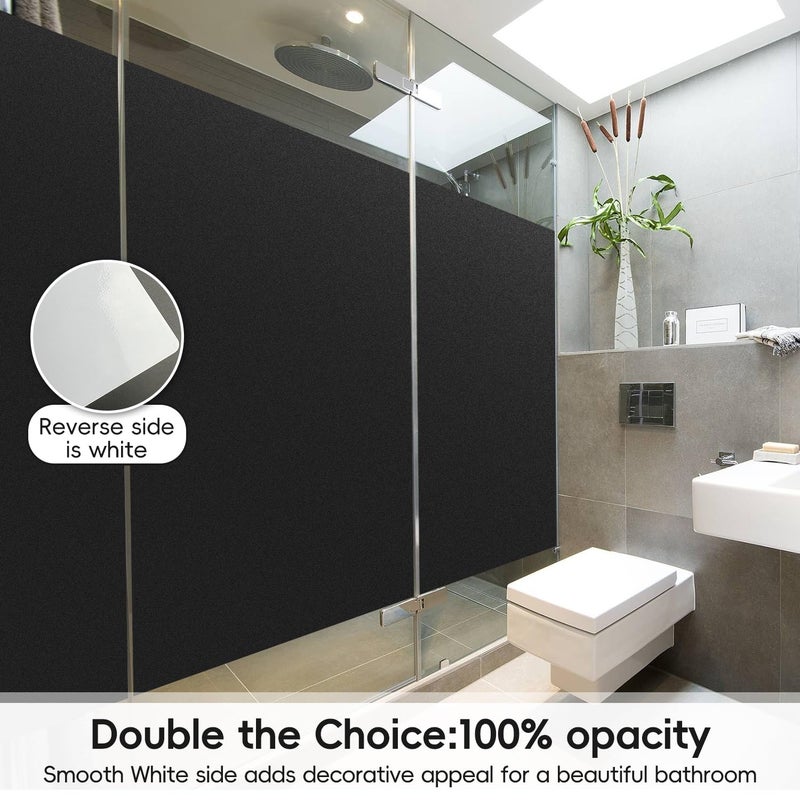 DUOFIRE Blackout Window Film Sun Blocking White Black Window Privacy Film Non Adhesive Static Cling Removable Windows Tint Anti -Glare Day Sleep Windows Tinting Films for Home, Office(17.4 x 78.7 in) - Image 4